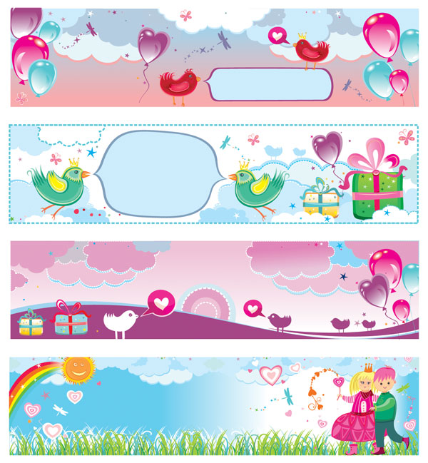 Cute Valentine's Day Banner vector material
