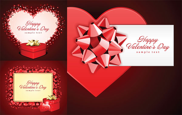Romantic Valentine's Day gift cards vector material

