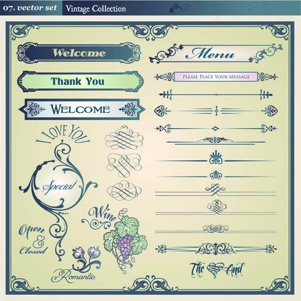 European retro floral lace pattern vector material -3