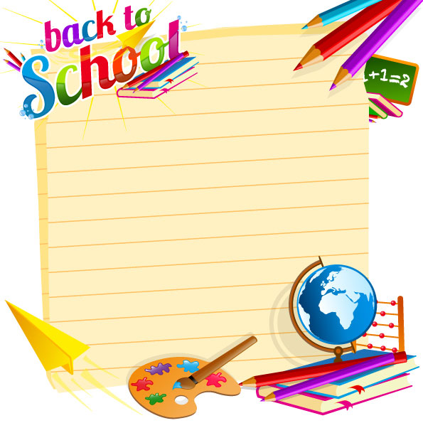 Cartoon school supplies 01 - vector