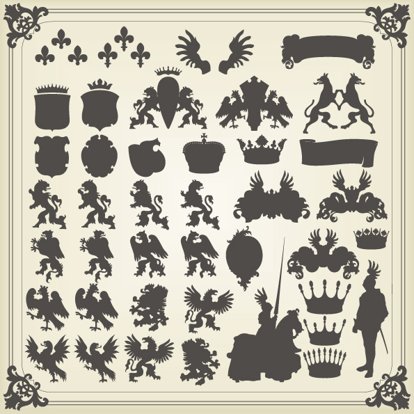 European gorgeous retro design 04-- vector material