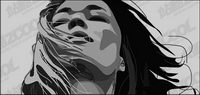 Black and white women vector material