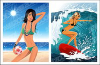 Vector hermosas playas soleadas de material extraño
