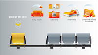 Bancs de chaises et de mobilier icône vecteur matriel