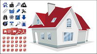 Haus mit 2 Sets von Utility-Symbol Vektor-Material