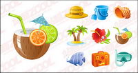 Subject exquisite seaside tourist icon vector material