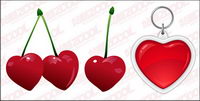 Cerises et le coeur en forme de cl vecteur matriel