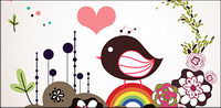 Fleurs illustration vectorielle cute birdie matriel