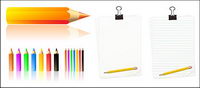 Papier blanc, crayon de couleur case vecteur matriel