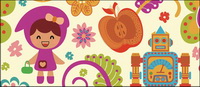 Caricatura de vectores de flores patrn de material