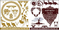 Moulin  vent, des kangourous, des canards et autres matriels silhouette vecteur forme