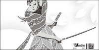 Sakura? Guerrero? Decoracin? Vector? Patrn?