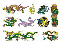 Dragon chinois classique Sept de vecteur matriel