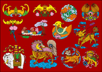 12 modles populaires chinois augure Vector