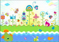 belles fleurs thme color Vector