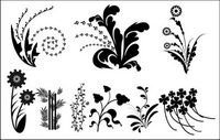 Feuilles Vector silhouette en noir et blanc