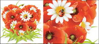 Fleurs en forme de coeur et la composition des matriaux vecteur