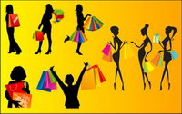 Vector silhouettes de femmes shopping