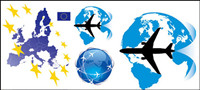 Earth aircraft flight path vector material 