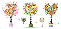 Motif color compos de petits arbres