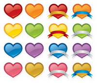 Peach Farbe Kristall Herz-Symbol Vektor Material