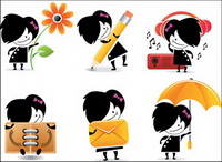 Icônes mignon personnage de bande dessine - vecteur matriel