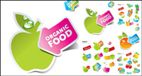 Autocollants mignon de fruits et lgumes Vector