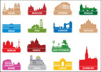 Mundial de la famosa silueta de la ciudad la construccin de 01 - Vector