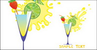 Bande dessine de verre et de jus de fruits haut 05 - Vector