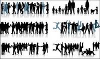 Noir et blanc silhouette de la foule