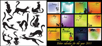 Thme de chat noir de la matire calendrier 2011 vectoriel