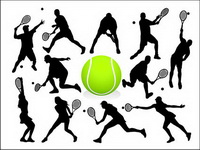 Accin Tenis cifras silueta del vector