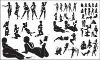 Sexy mujeres siluetas vector material