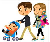 Caricature de la famille de trois - Vector