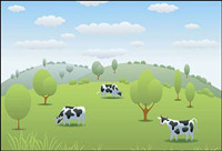 vaches des pâturages Vecteur