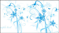 Simple peints  la main des fleurs et fond bleu texte Vector -5