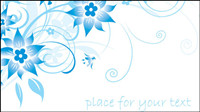 Simple bleus peints  la main des fleurs et des modles de texte de fond vecteur -1