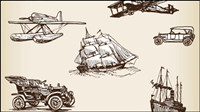 Style europen dessins  la main porteuse de transport 01 - Vector