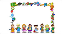 Cartoon school supplies 03-- vector material