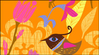 Belle peints  la main des fleurs et des oiseaux -3 Vecteur