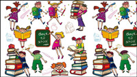 Mignon dessin anim color garçons et les filles 01 - image vectorielle