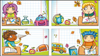Cute dibujos animados coloridos niños y niñas 02 - Imagen Vector
