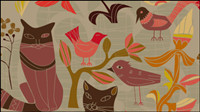 Les oiseaux de bande dessine de style de dcoration et les chats 01 - vecteur