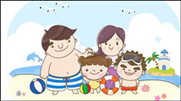 Une famille vont  la plage le vecteur