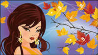 Cartoon Four Seasons Beaut 04 - matriel vecteur