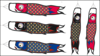 Carpe drapeaux vecteur matriel japonais