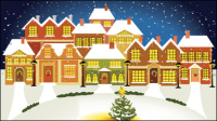 Navidad Caricatura casa Vector de fondo - 03