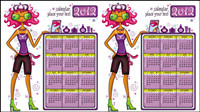 2012 dessin anim filles calendrier - Vector