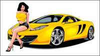 Sexy belle fille avec voiture de sport -03