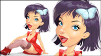 Cartoon Frau Illustrator 03 - Vektor Material